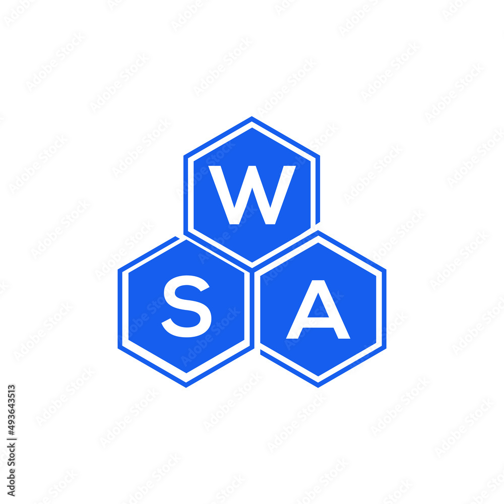 WSA letter logo design on White background. WSA creative initials letter logo concept. WSA letter design. WSA letter logo design on White background. WSA creative initials letter logo concept. WSA letter design.