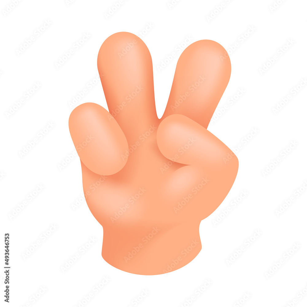 Peace sign hand in vector cartoon comic style, volumetric hand peace 3d vector illustration. Peace sign hand in vector cartoon comic style, volumetric hand peace 3d vector illustration.