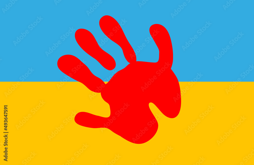 Obraz premium Stop war in Ukraine flag blue-yellow color. No war, stop war. Vector illustration
