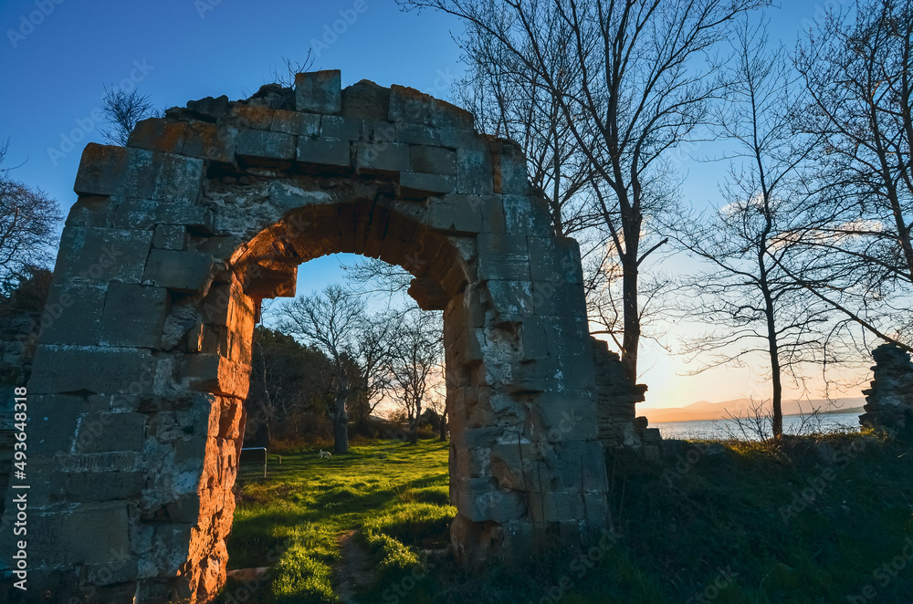 the ruins of the ancient castle