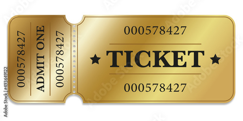 Golden ticket. Vector illustration.