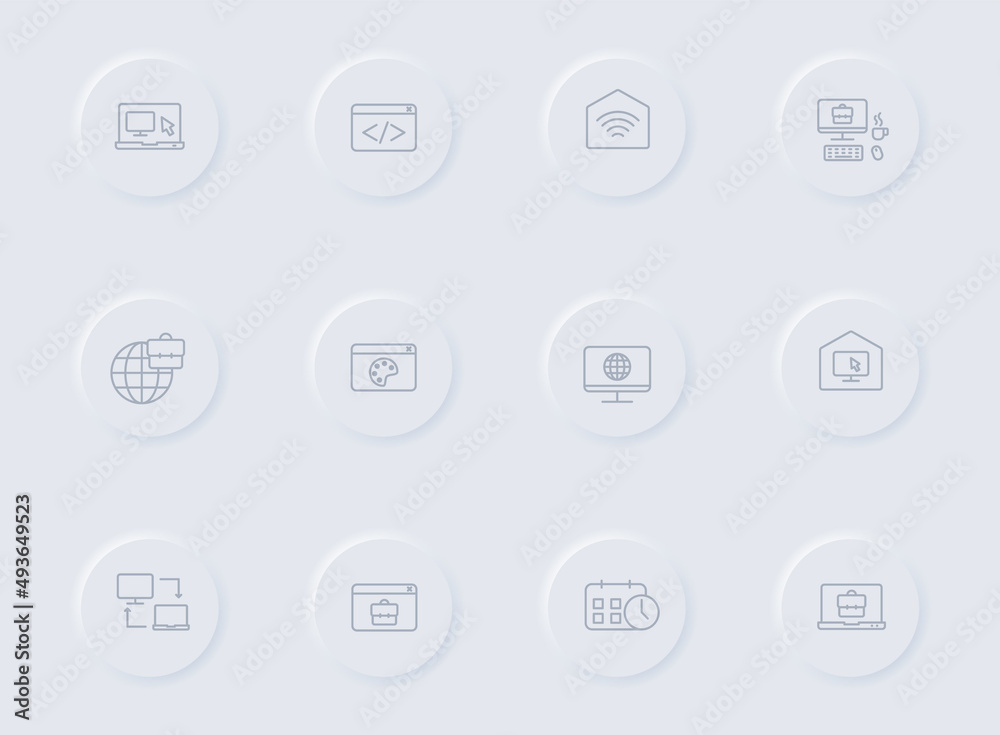 work at home gray vector icons on round rubber buttons. work at home icon set for web, mobile apps, ui design and promo business polygraphy work at home gray vector icons on round rubber buttons. work at home icon set for web, mobile apps, ui design and promo business polygraphy