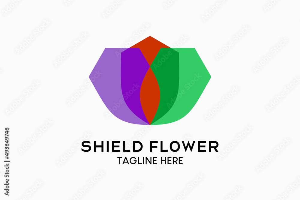Floral shield logo design with a creative and simple stacked concept. Modern vector illustration Floral shield logo design with a creative and simple stacked concept. Modern vector illustration