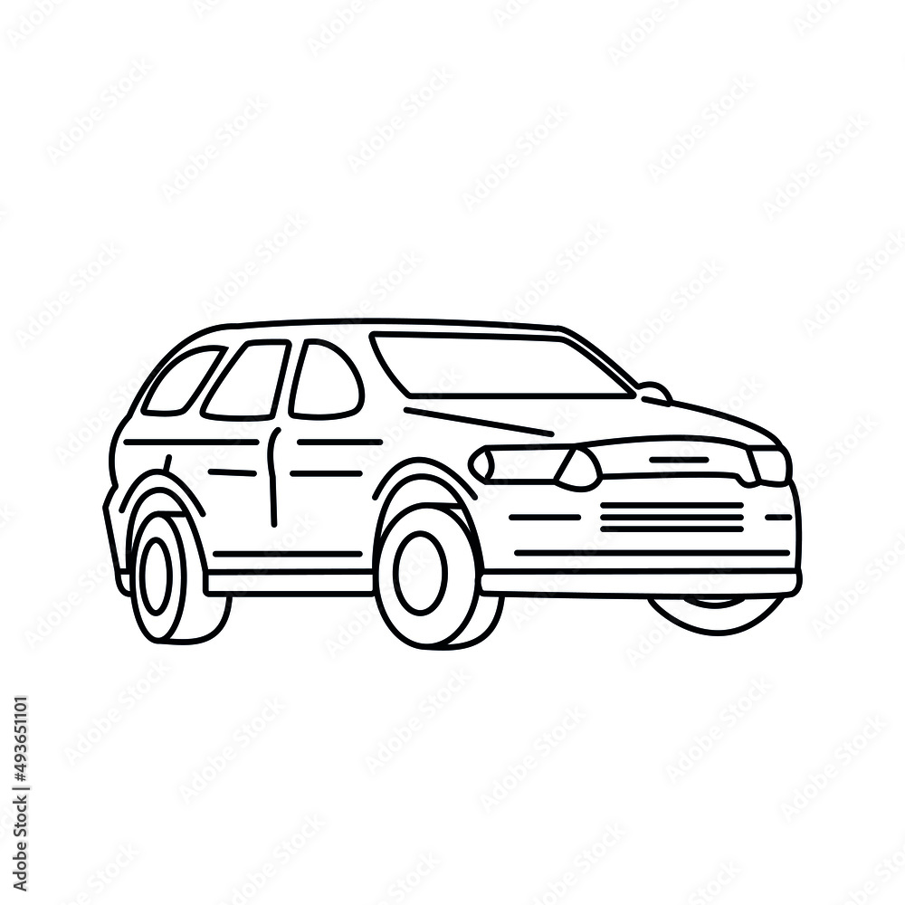 outline drawing of a vehicle. line vector illustration, isolated on white background, Vector line art car, concept design. Vehicle black contour outline sketch illustration isolated on white backgroun