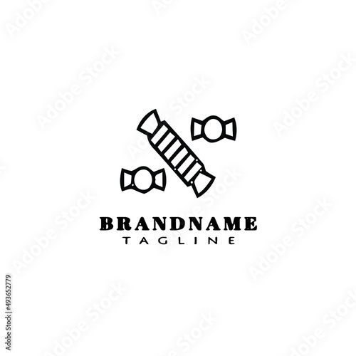 cute candy logo cartoon design icon template black isolated vector illustration