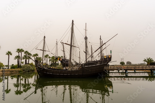 the three historic ships of the voyage of Christopher Columbus to America photo