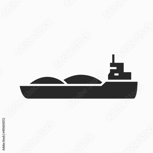 barge ship icon. river cargo transport. isolated vector image