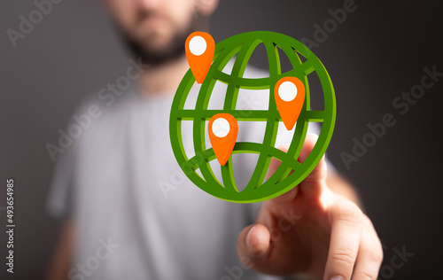 Grass Earth Globe, 3D rende...