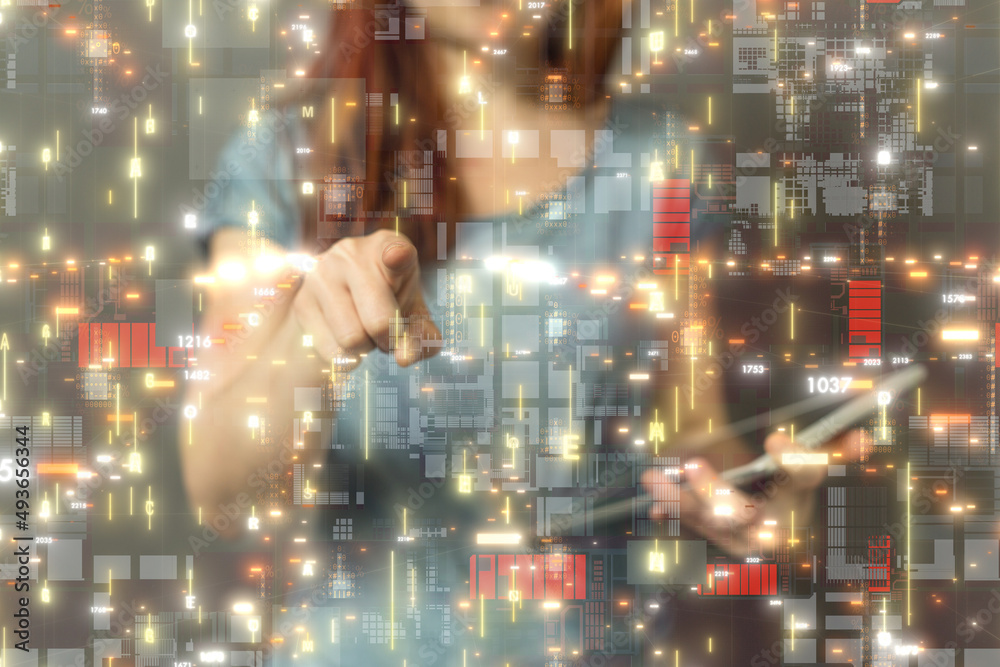 Neural network 3D illustration. Big data and cybersecurity Neural network 3D illustration. Big data and cybersecurity