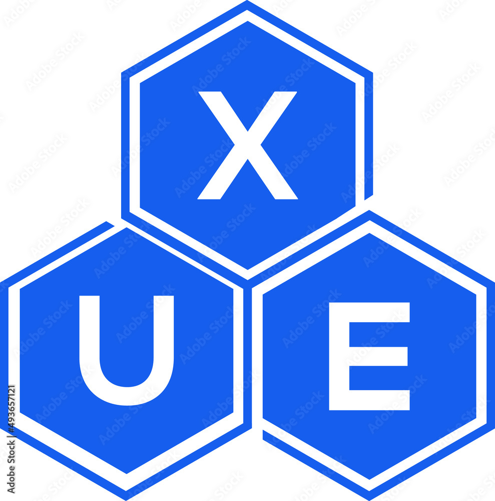 XUE letter logo design on White background. XUE creative initials letter logo concept. XUE letter design. XUE letter logo design on White background. XUE creative initials letter logo concept. XUE letter design.
