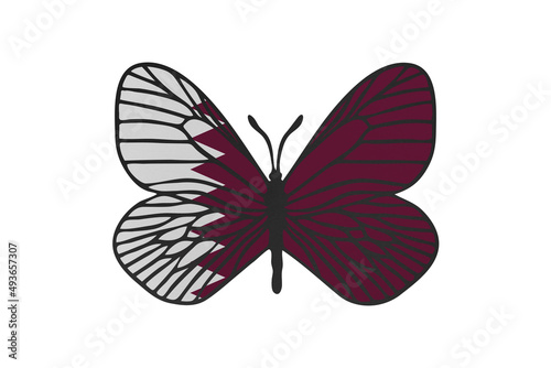 Butterfly wings in color of national flag. Clip art on white background. Qatar