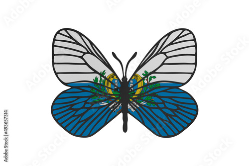 Butterfly wings in color of national flag. Clip art on white background. San Marino