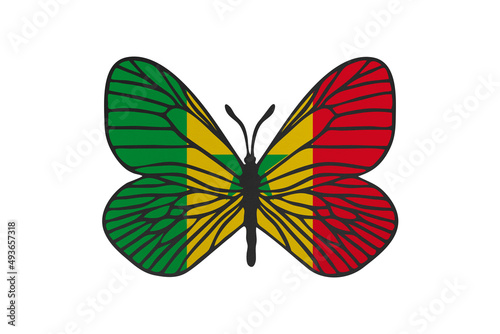 Butterfly wings in color of national flag. Clip art on white background. Senegal