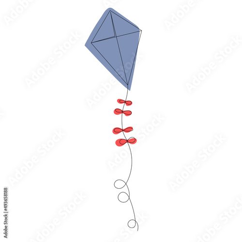 kite one line drawing vector, isolated