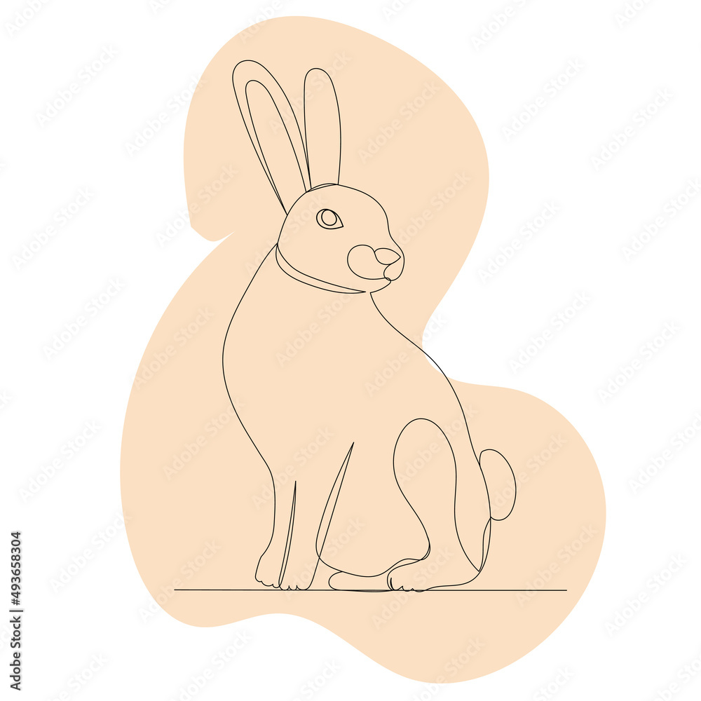 hare, rabbit one line drawing vector hare, rabbit one line drawing vector