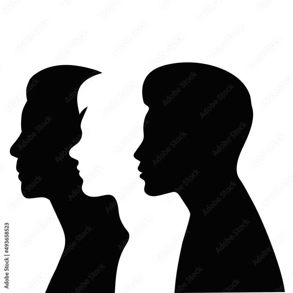 portrait people silhouette isolated vector