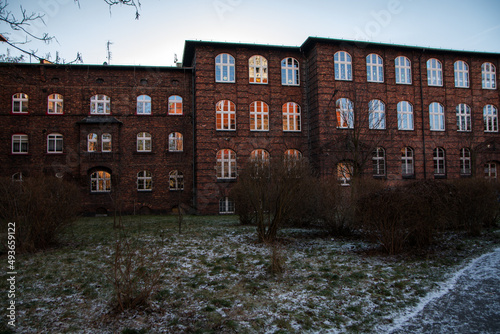 Old school building in Nikiszowiec district in Katowice, Poland