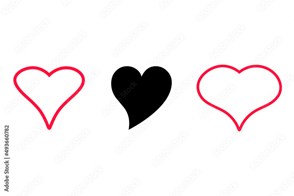Heart icon set. Love sign isolated on a background, vector 