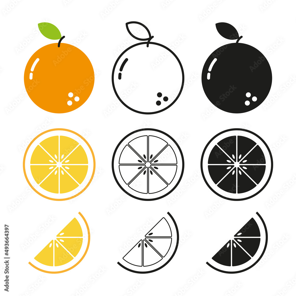 Citrus icon. Orange. Simple flat vector illustration on a white background