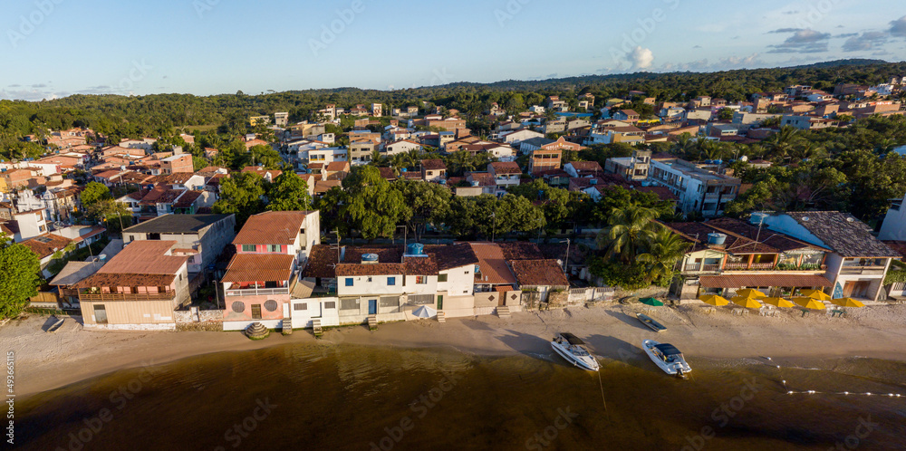 Obraz premium Imagem aérea Gamboa do Morro de São Paulo, Ilha de Tinharé, Cairu, Bahia, Brasil