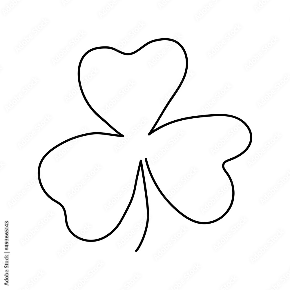Saint patrick clover leaf. Continuous line art. Vector illustration. Saint patrick clover leaf. Continuous line art. Vector illustration.