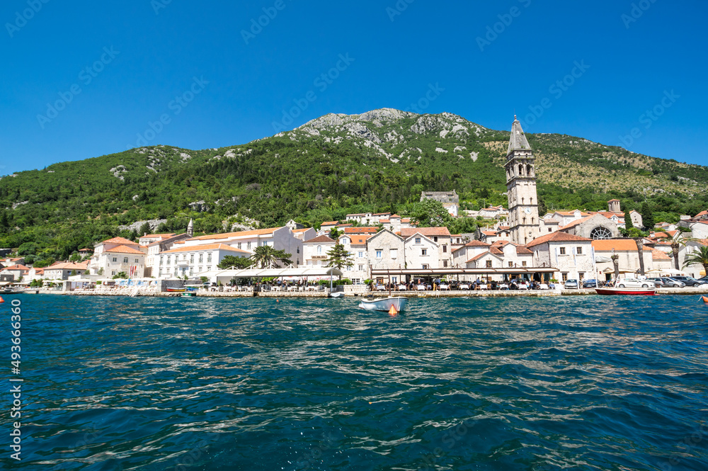 Naklejka premium Panorama of the Bay of Kotor and the town Perast