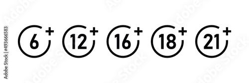 Age limit sign. Set of age restriction icons. Censure warning.Vector illustration on white