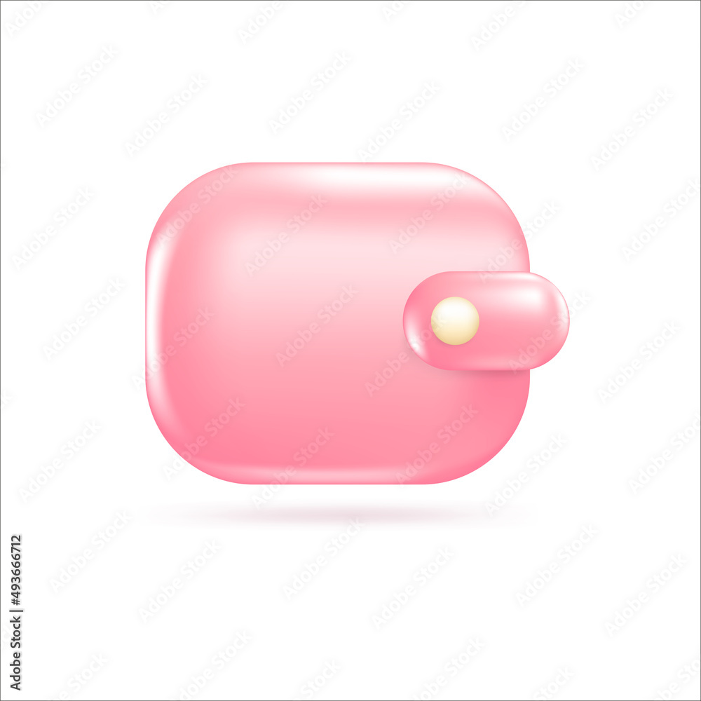 Fototapeta premium Red wallet in vector cartoon comic style, wallet 3d vector illustration.