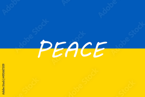 white text peace on the flag of Ukraine