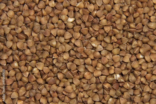 Only buckwheat. Top view. Close up. Background.