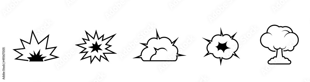 bomb explosion line icon set. danger, war and blast symbols bomb explosion line icon set. danger, war and blast symbols