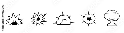 bomb explosion line icon set. danger, war and blast symbols