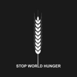 Stop world hunger vector logo isolated on black background.