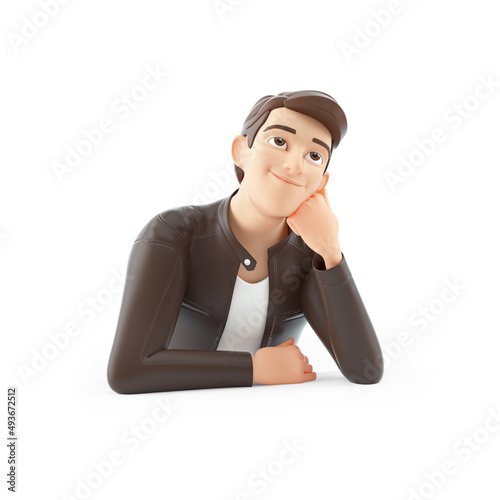 3d cartoon man daydreaming