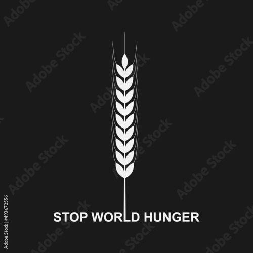 Fototapeta Stop world hunger vector logo isolated on black background.