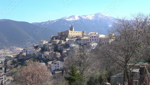 The beautiful village of Capestrano in spring season, Province of L'Aquila, Abruzzo, Italy. photo