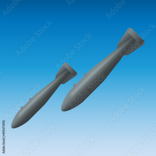 Missiles falling concept vector illustration isolated on sky background.