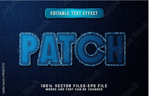 Patch 3d realistic text effect premium vectors photo