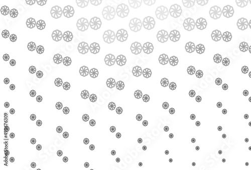 Light Silver, Gray vector background with xmas snowflakes.