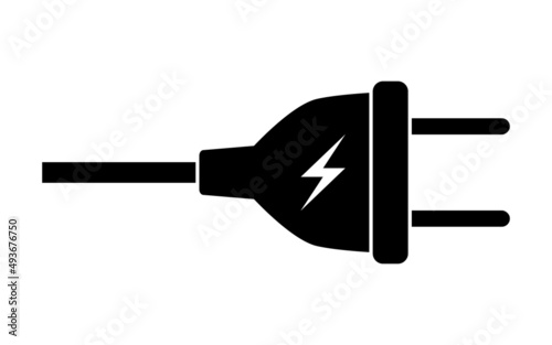 Electric plug icon. Vector illustration of simple power plug isolated on white background. Element in flat design. Connect, disconnect concept.