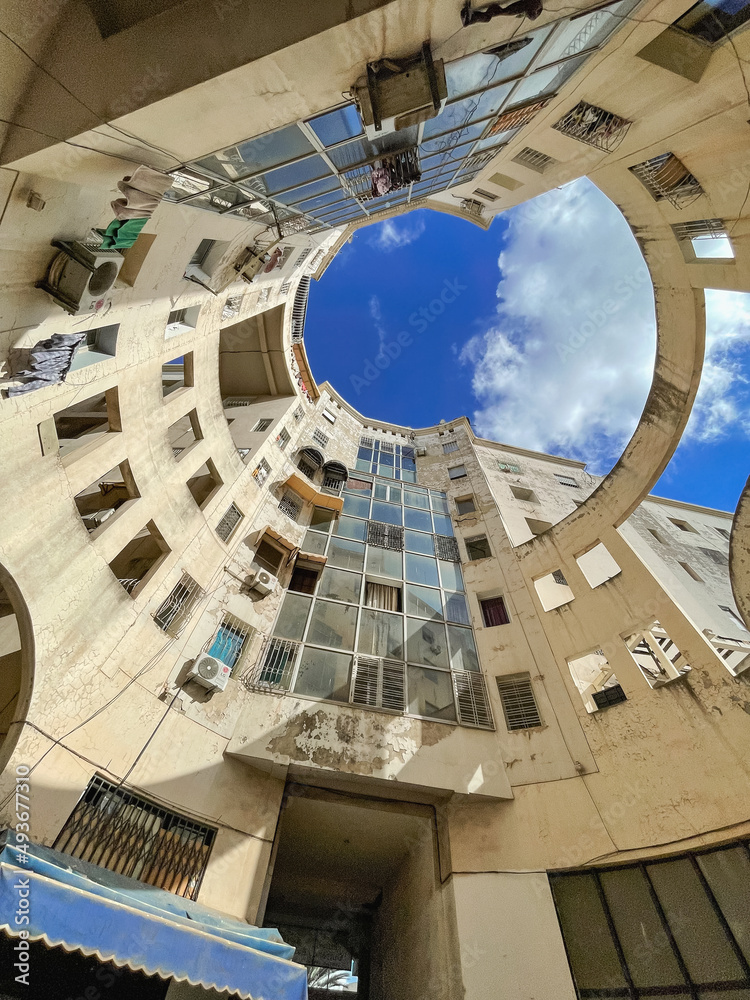 Fototapeta premium Low angle view of a residential and commercial building