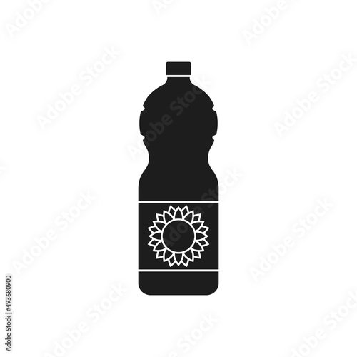 Bottle of sunflower oil icon. Vector. Flat design.