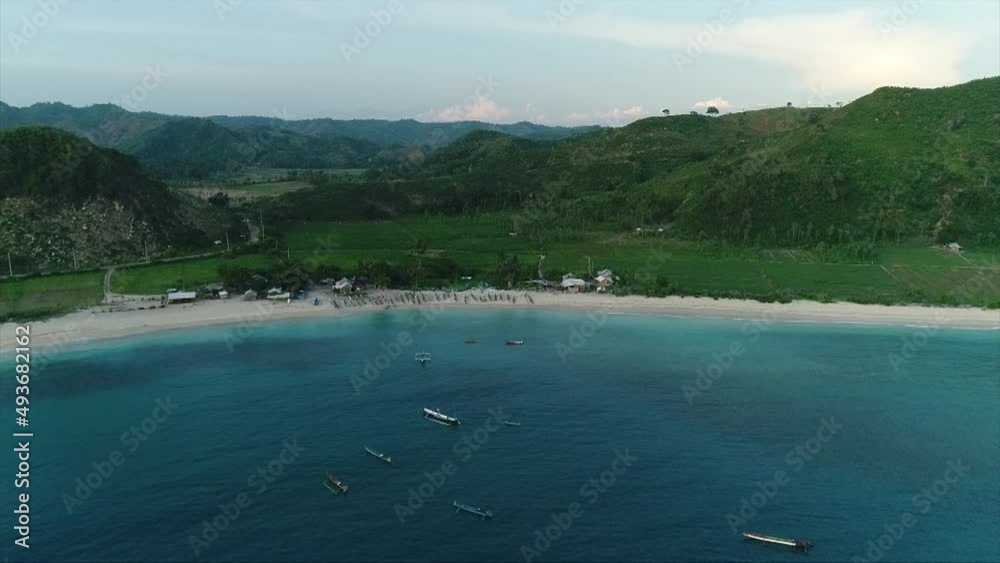 aerial view from a quadrocopter on the autumn beach and sea aerial view from a quadrocopter on the autumn beach and sea