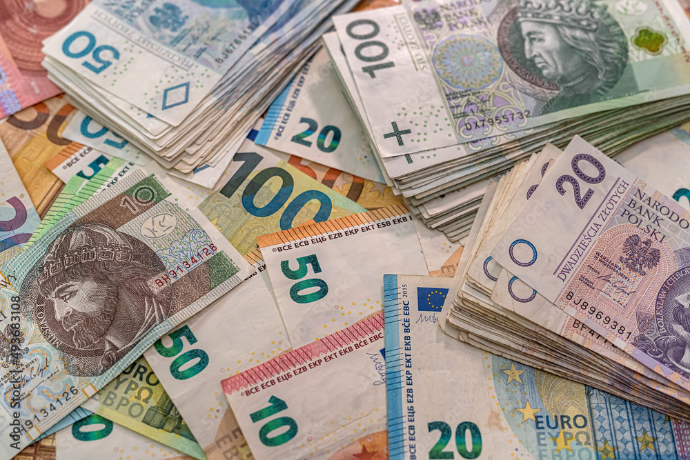 Business and economy concept exchange pln polish money to euro Business and economy concept exchange pln polish money to euro