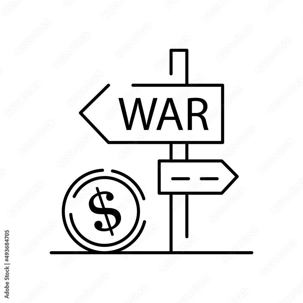 Boycott, business war, trade war icon set in thin line style. Dollar direction sign Boycott, business war, trade war icon set in thin line style. Dollar direction sign