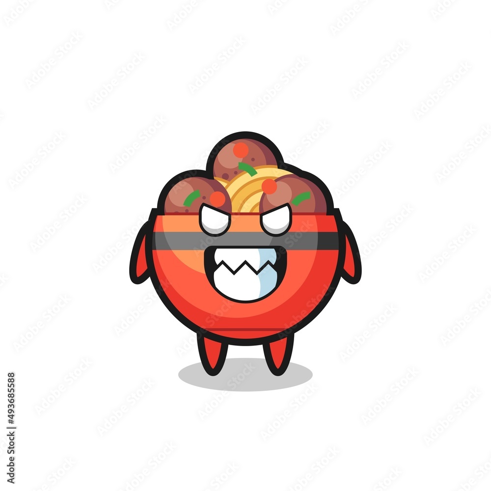 evil expression of the meatball bowl cute mascot character evil expression of the meatball bowl cute mascot character