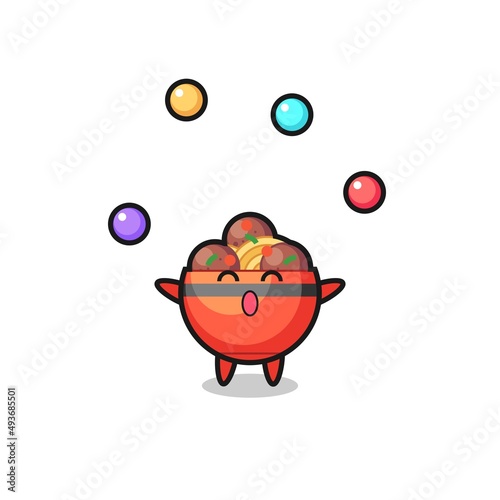 the meatball bowl circus cartoon juggling a ball