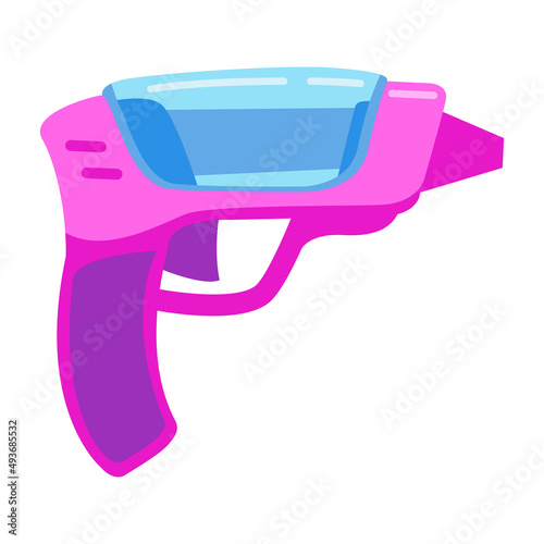 Futuristic weapon blaster. Laser weapon.Child pistol.Isolated on white background.Vector flat illustration.