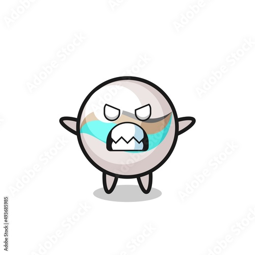 wrathful expression of the marble toy mascot character