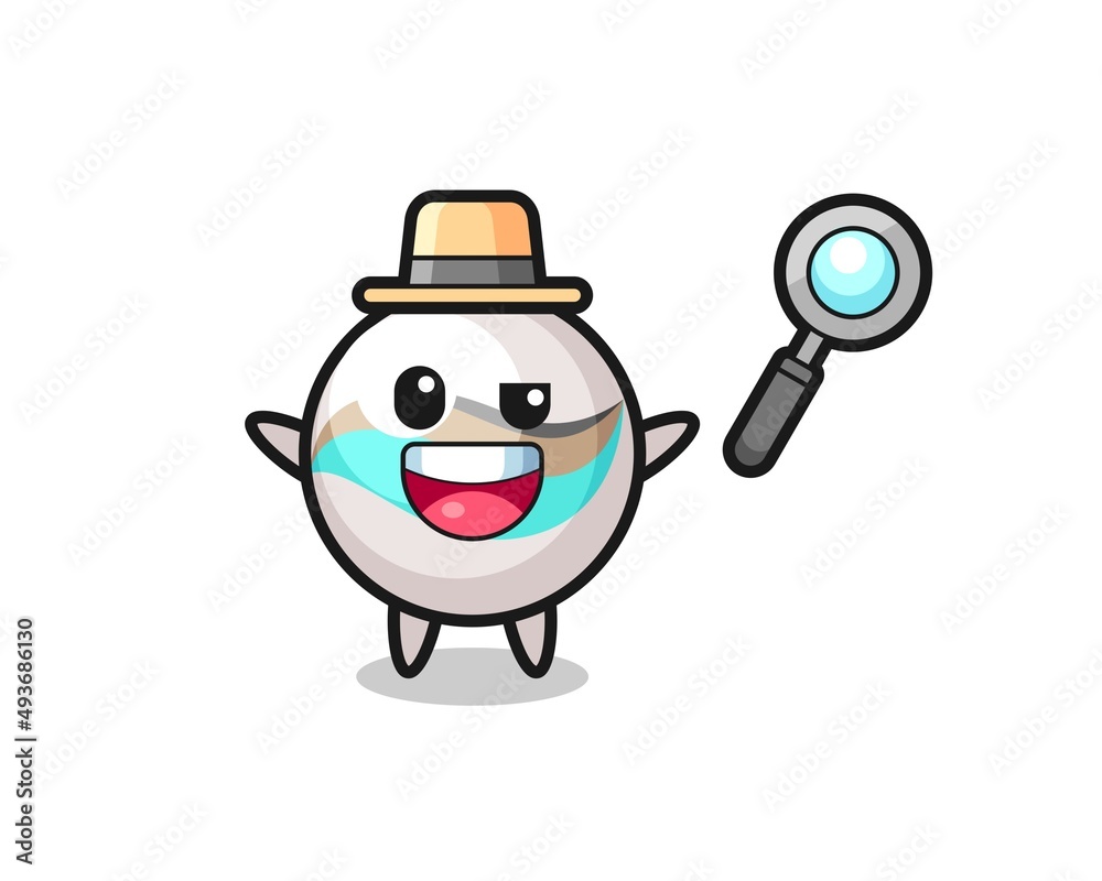 illustration of the marble toy mascot as a detective who manages to solve a case